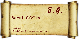 Bartl Géza névjegykártya